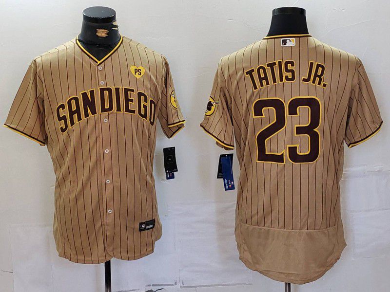 Men San Diego Padres #23 Tatis JR Brown stripe Elite 2024 Nike MLB Jersey style 1